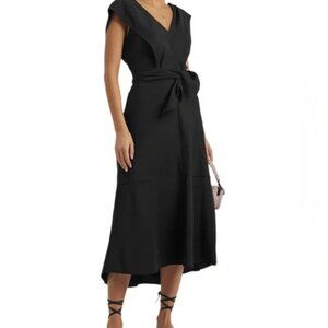 NWT VINCE Black Flutter Sleeve MIDI Dress XL